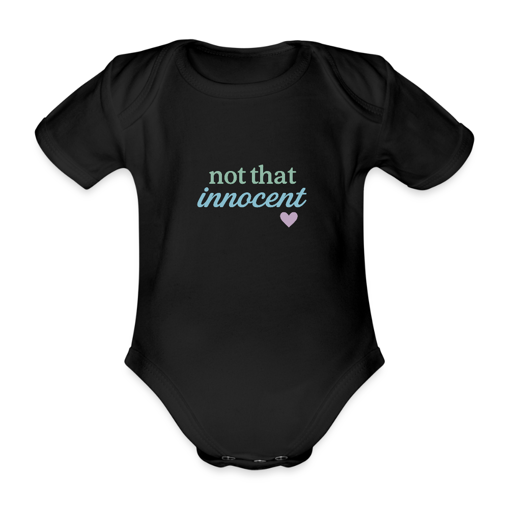 Baby Bio-Kurzarm-Body "not that innocent" - Schwarz