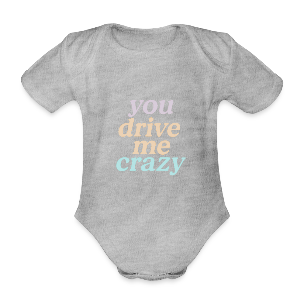 Baby Bio-Kurzarm-Body "crazy" - Grau meliert