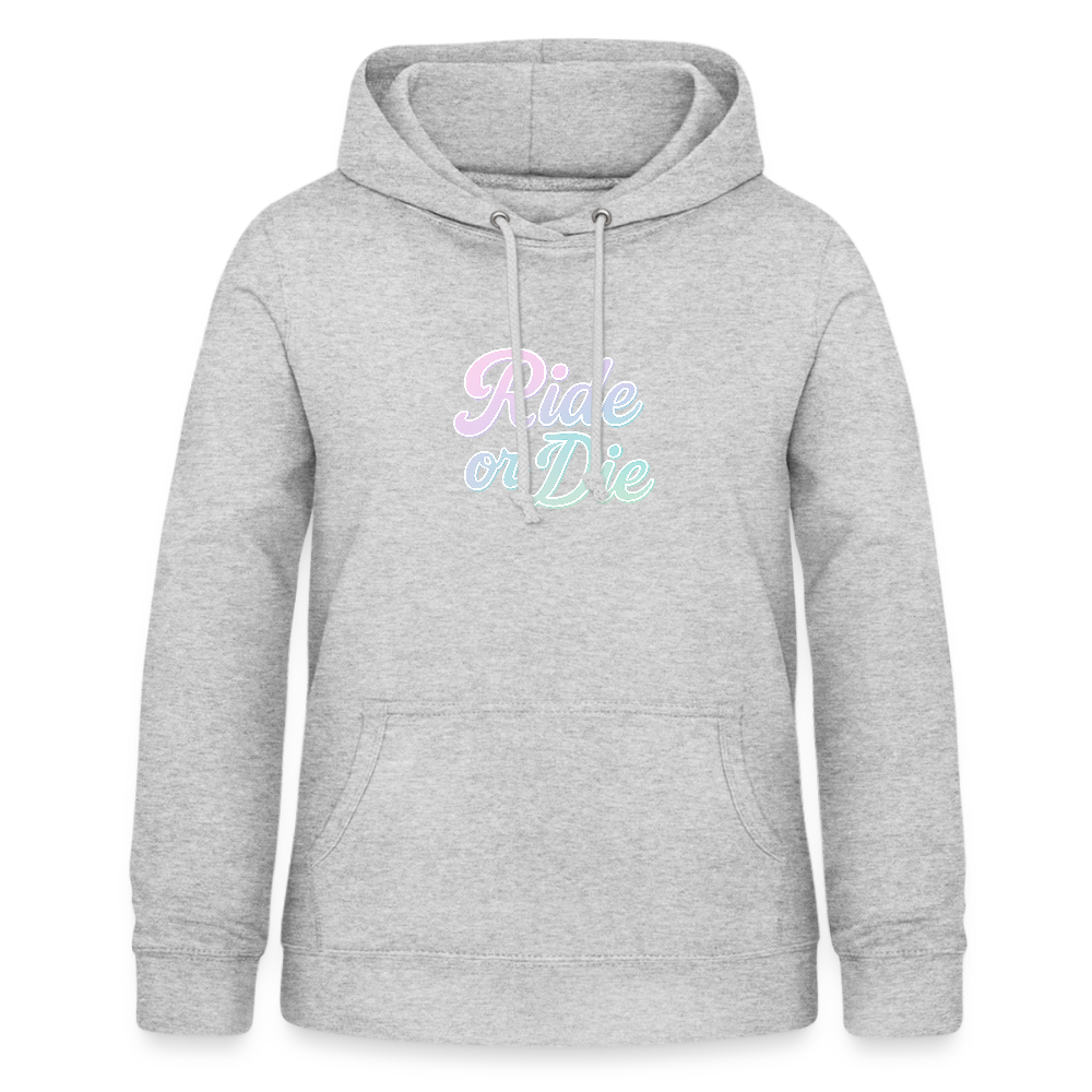 Frauen Hoodie "Ride or Die" - Hellgrau meliert