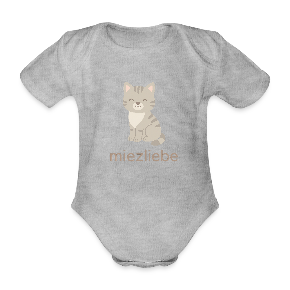 Baby Bio-Kurzarm-Body "Katze" - Grau meliert