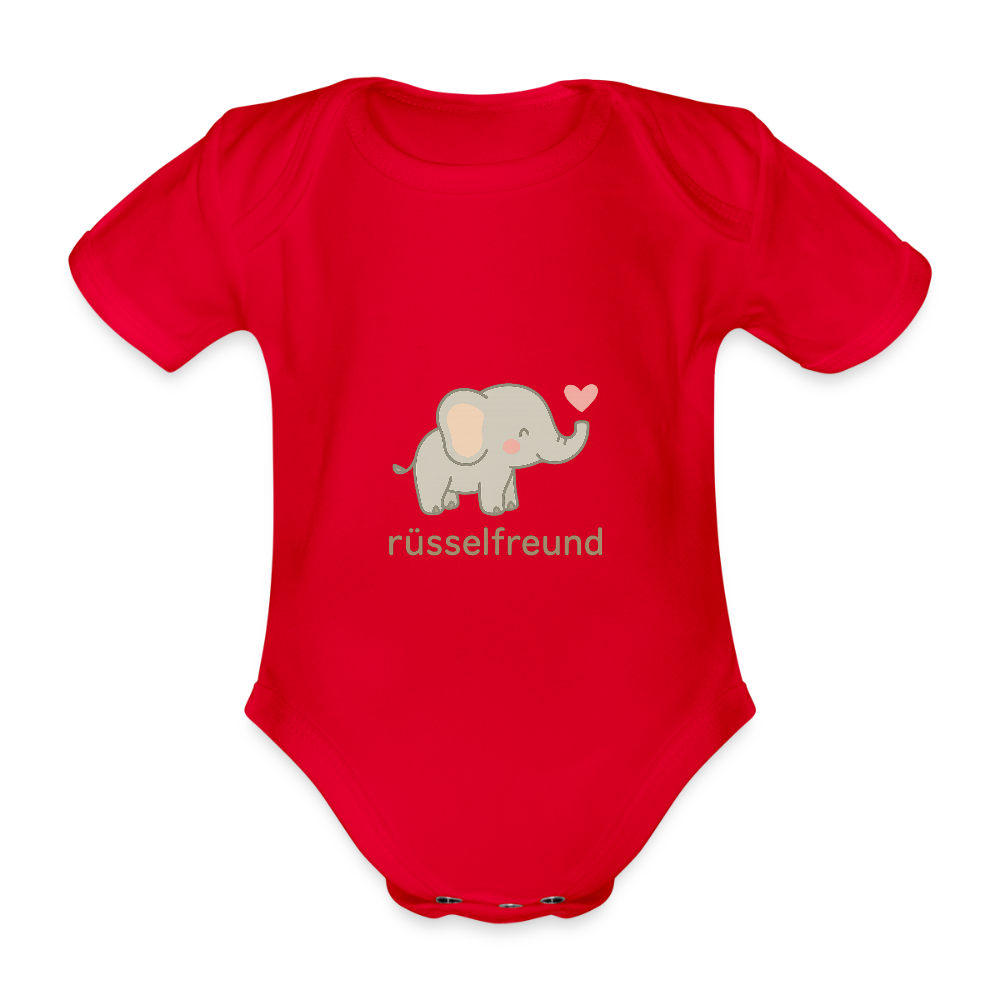 Baby Bio-Kurzarm-Body "Elefant" - Rot