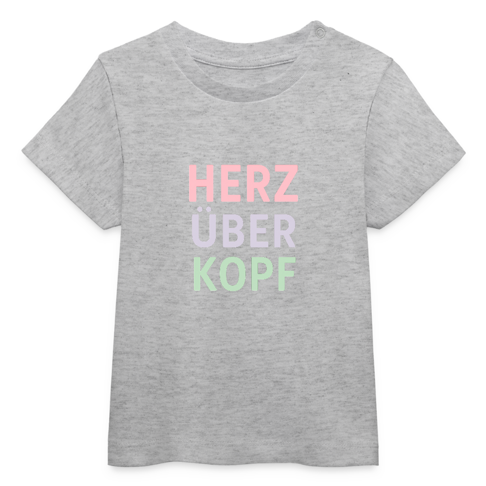 Baby Bio-T-Shirt "Herz über Kopf" - Grau meliert
