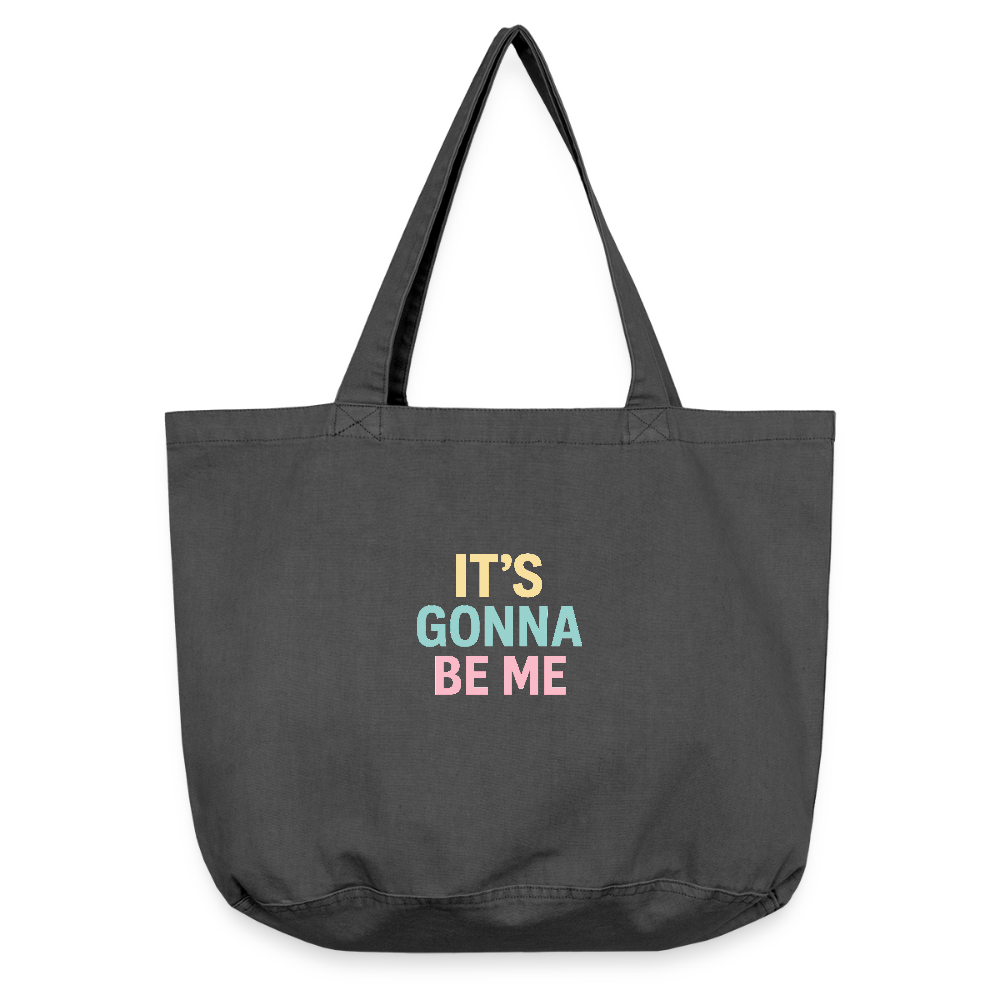 Vintage-Washed Shopper "gonna be me" - Vintage Schwarz