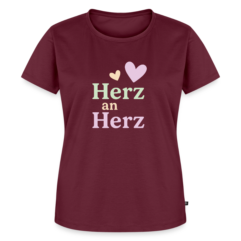 Frauen Premium T-Shirt "Herz an Herz" - Burgunderrot