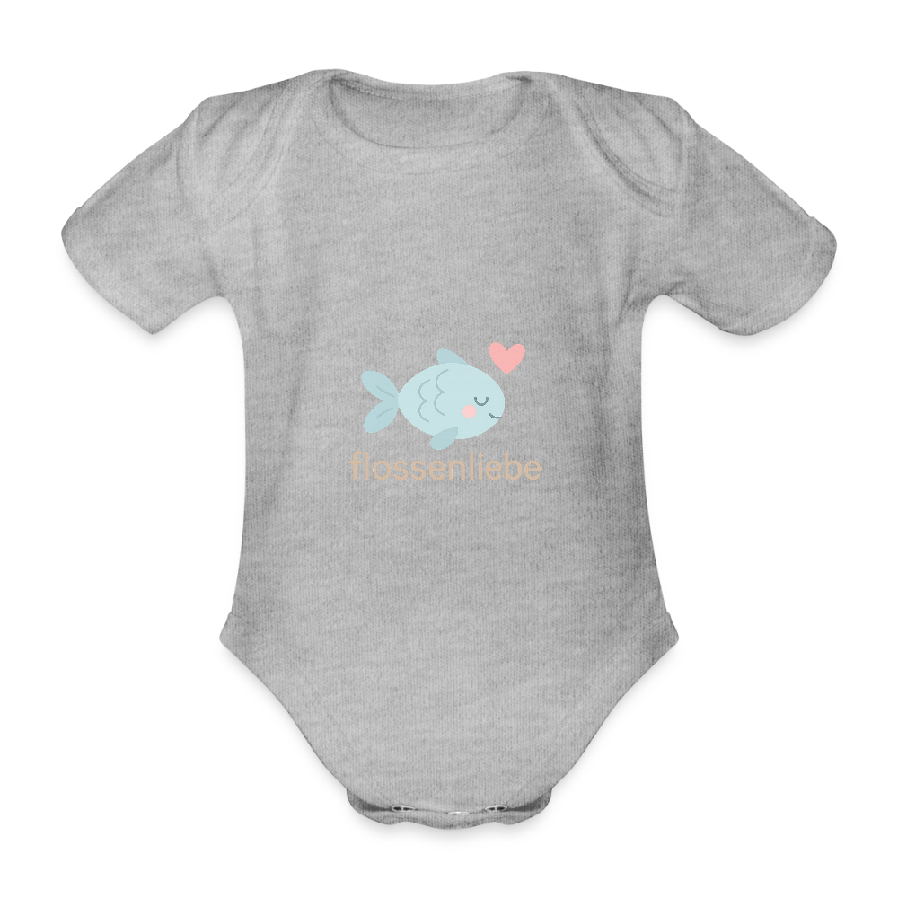 Baby Bio-Kurzarm-Body "Fisch" - Grau meliert
