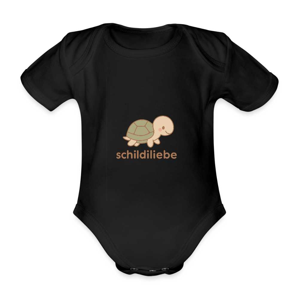 Baby Bio-Kurzarm-Body "Schildkröte" - Schwarz