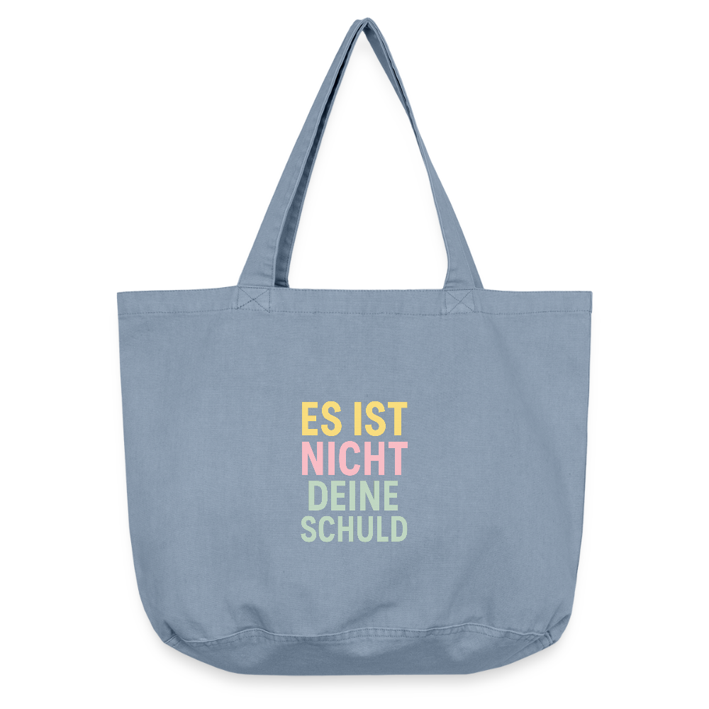 Vintage-Washed Shopper "nicht deine Schuld" - Vintage Blue