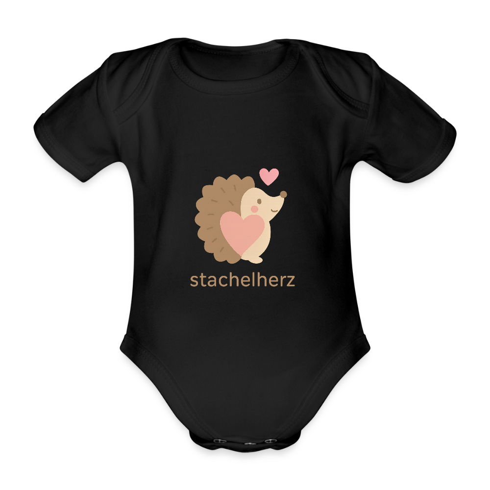 Baby Bio-Kurzarm-Body "Igel" - Schwarz