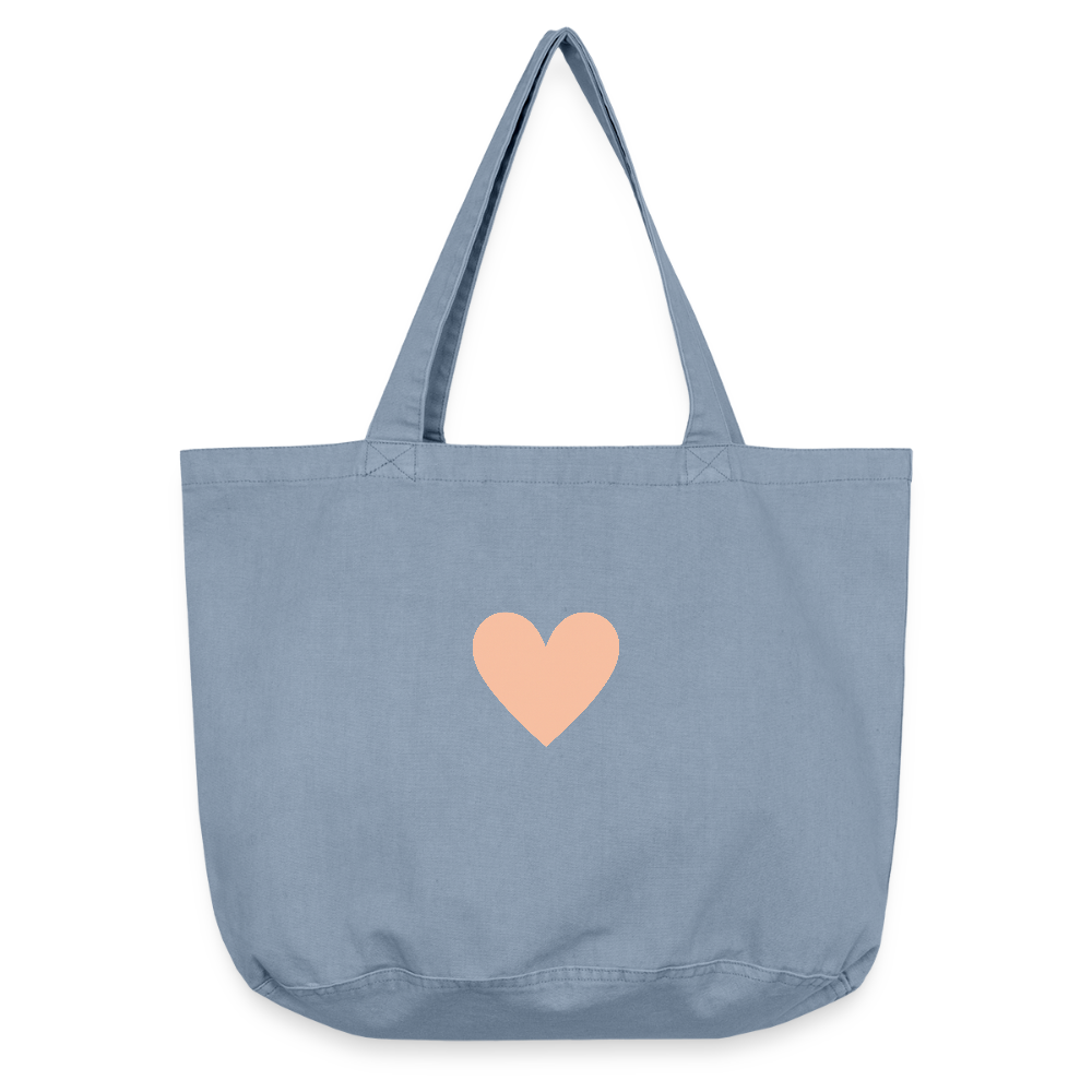 Vintage-Washed Shopper "Herz" - Vintage Blue