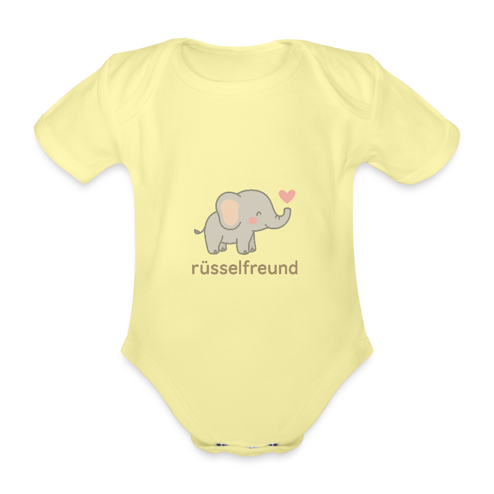 Baby Bio-Kurzarm-Body "Elefant" - Hellgelb