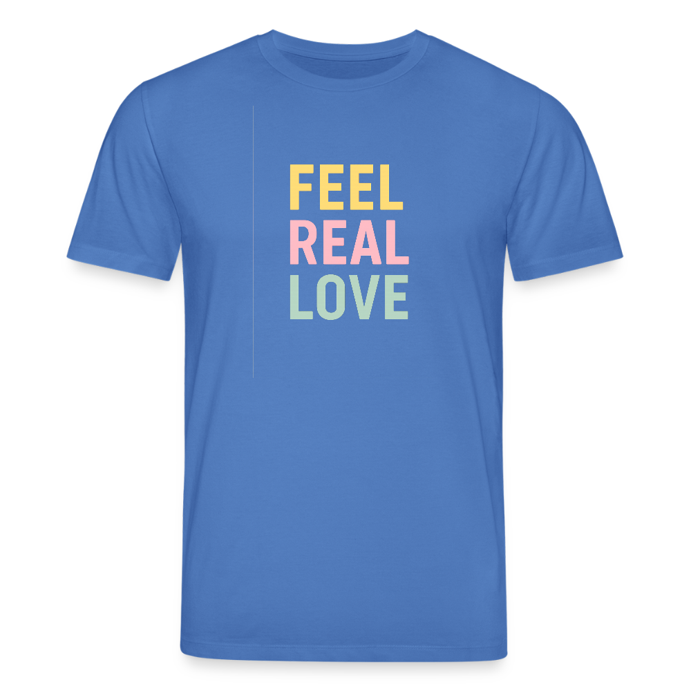 Unisex Bio-T-Shirt "feel real love" - Achtsames Blau