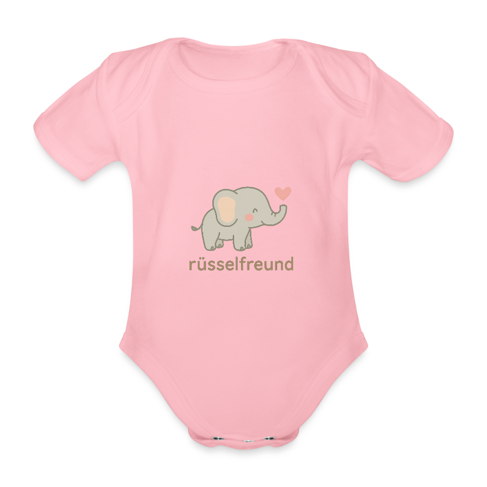 Baby Bio-Kurzarm-Body "Elefant" - Hellrosa