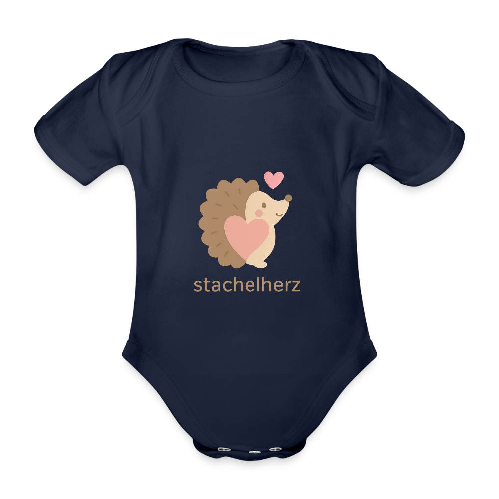 Baby Bio-Kurzarm-Body "Igel" - Dunkelnavy
