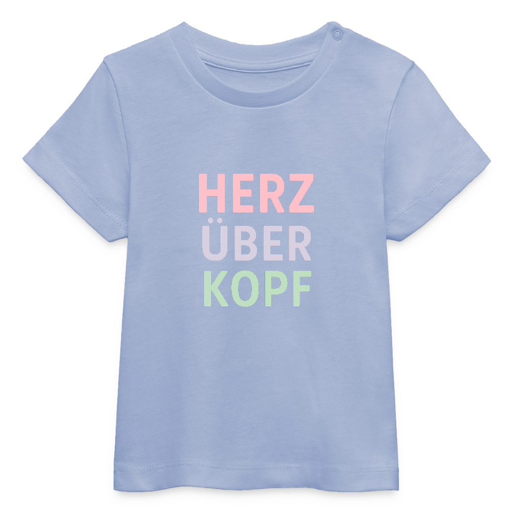 Baby Bio-T-Shirt "Herz über Kopf" - Sky
