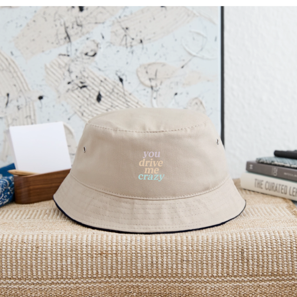 Fischerhut "you drive me crazy" - Khaki/Schwarz