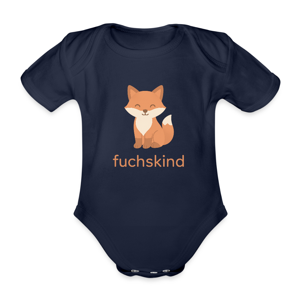 Baby Bio-Kurzarm-Body "Fuchs" - Dunkelnavy
