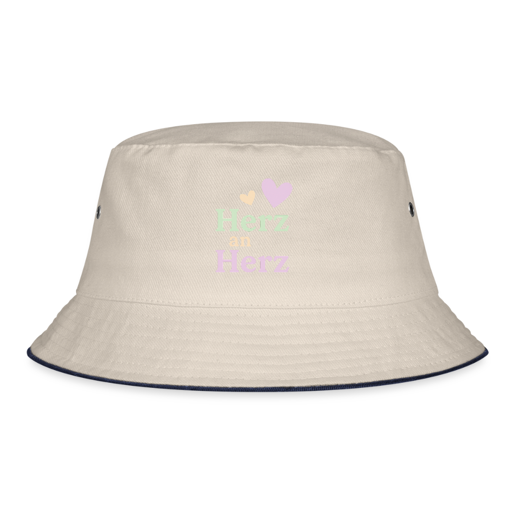 Fischerhut "Herz an Herz" - Natur/Navy