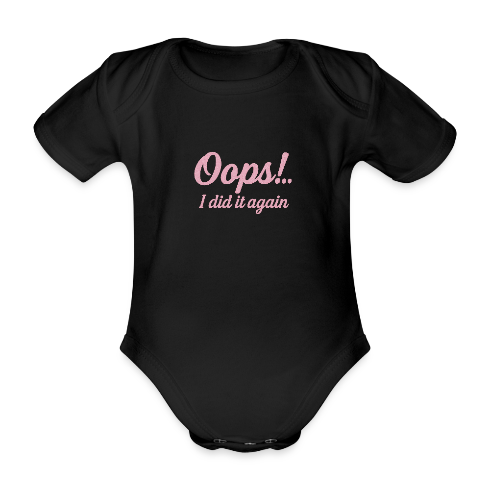 Baby Bio-Kurzarm-Body "Oops" - Schwarz