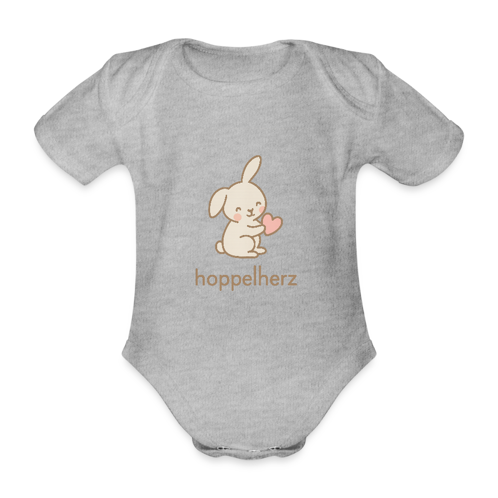 Baby Bio-Kurzarm-Body "Hase" - Grau meliert