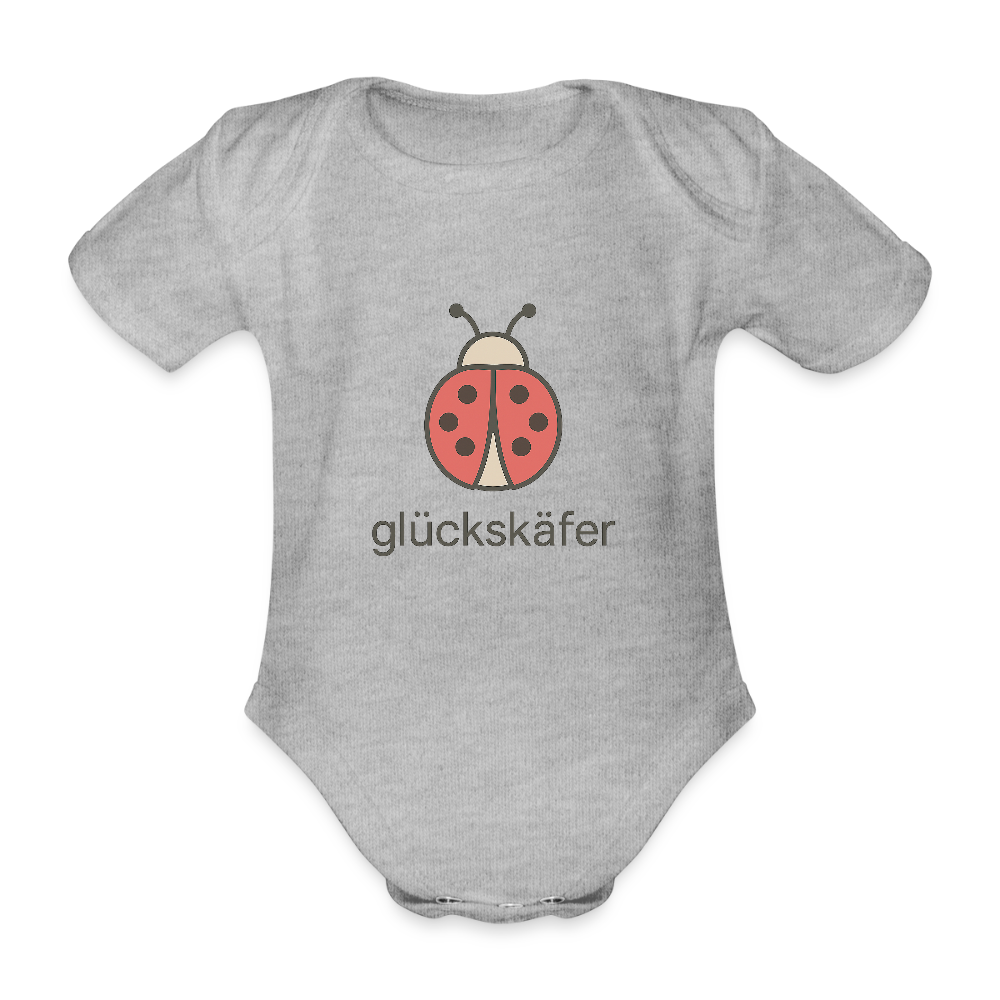 Baby Bio-Kurzarm-Body "Käfer" - Grau meliert