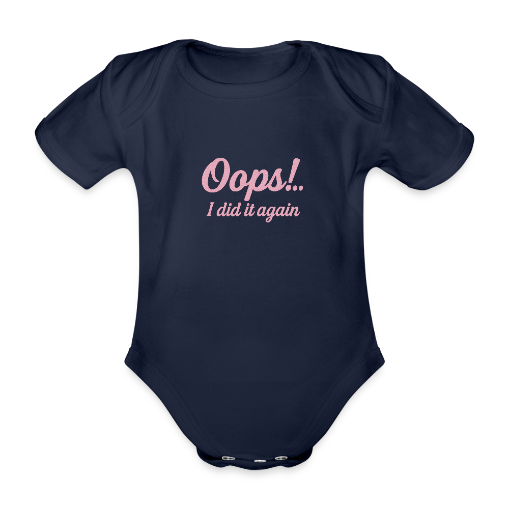 Baby Bio-Kurzarm-Body "Oops" - Dunkelnavy