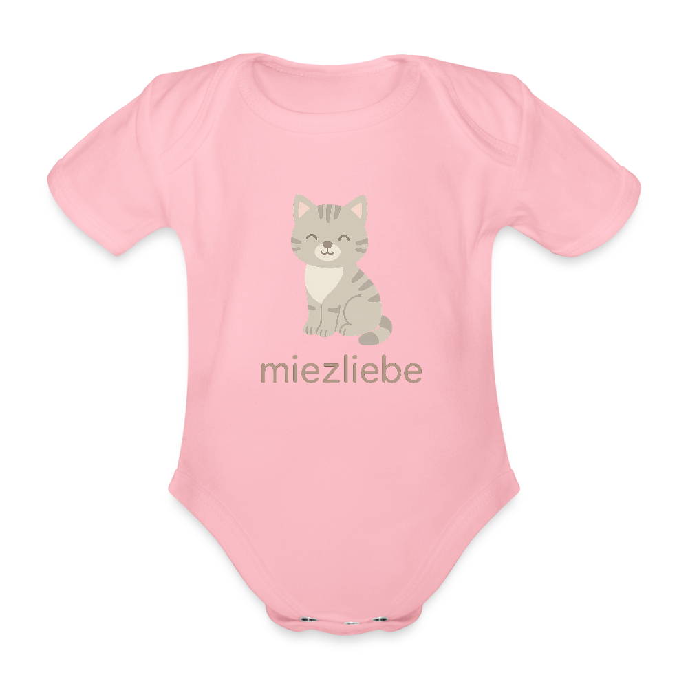 Baby Bio-Kurzarm-Body "Katze" - Hellrosa