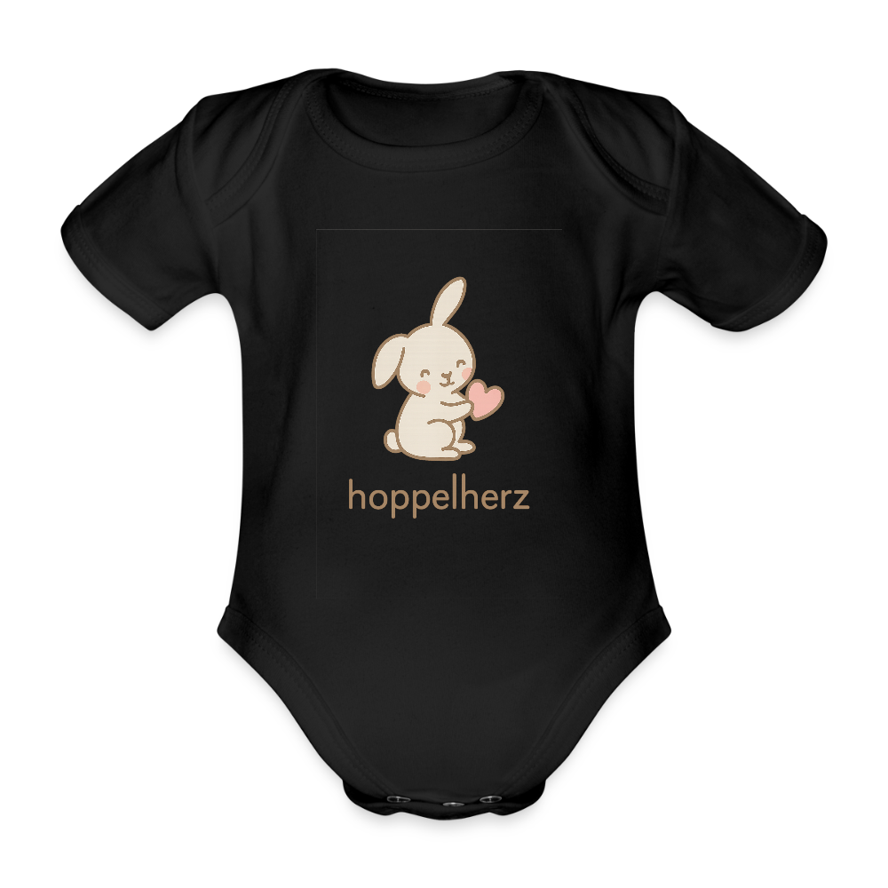 Baby Bio-Kurzarm-Body "Hase" - Schwarz