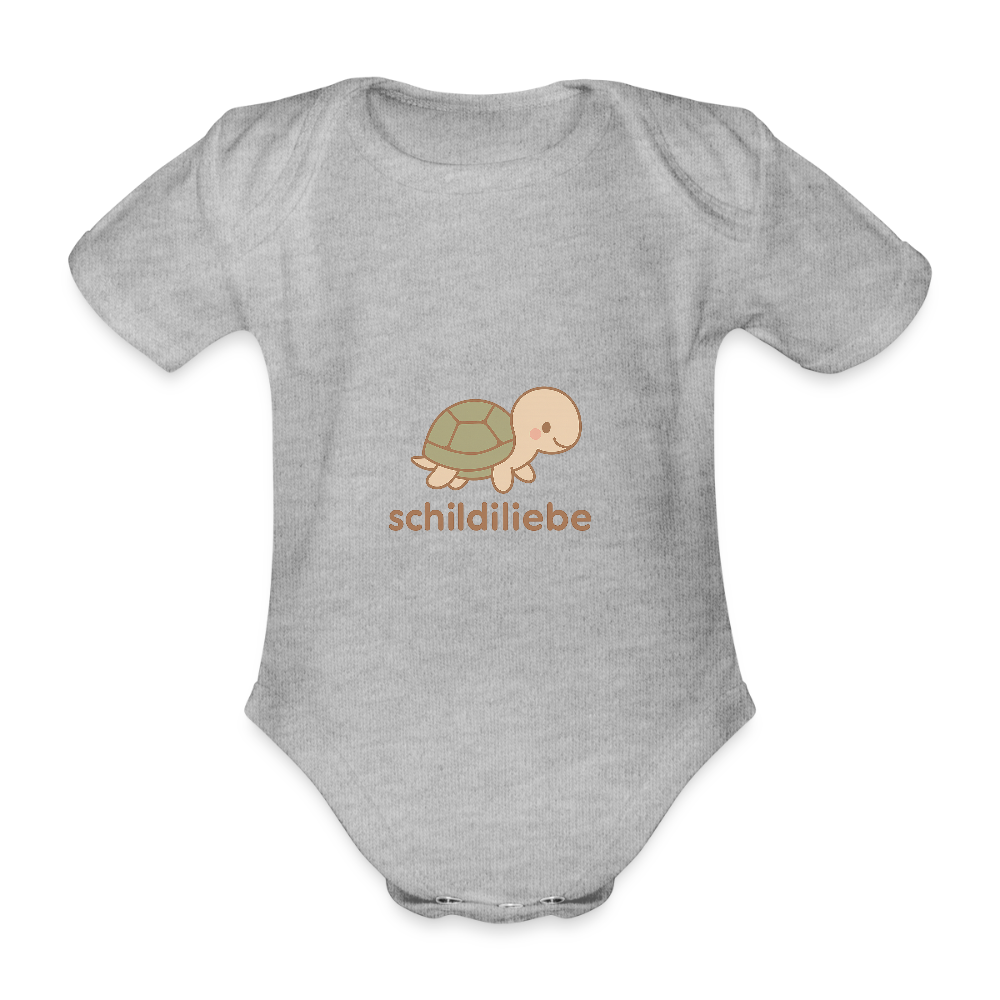 Baby Bio-Kurzarm-Body "Schildkröte" - Grau meliert