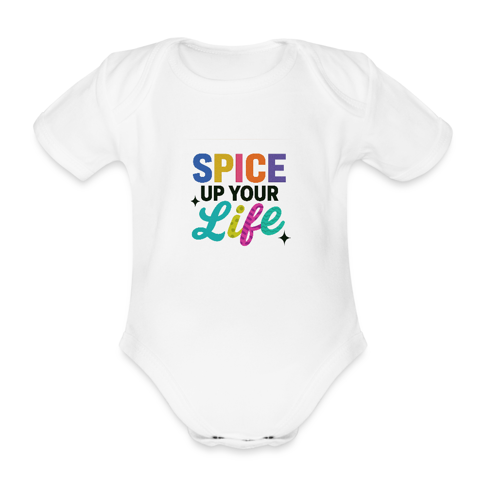 Baby Bio-Kurzarm-Body "spice up your life" - Weiß
