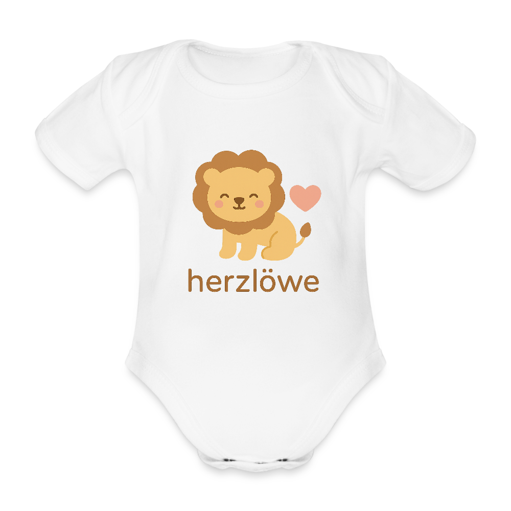 Baby Bio-Kurzarm-Body "Löwe" - Weiß