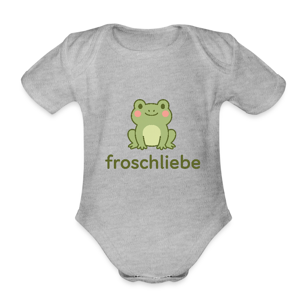 Baby Bio-Kurzarm-Body "Frosch" - Grau meliert