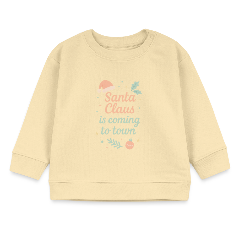 Kids Bio-Sweatshirt "Santa Claus is coming to town" - Creme