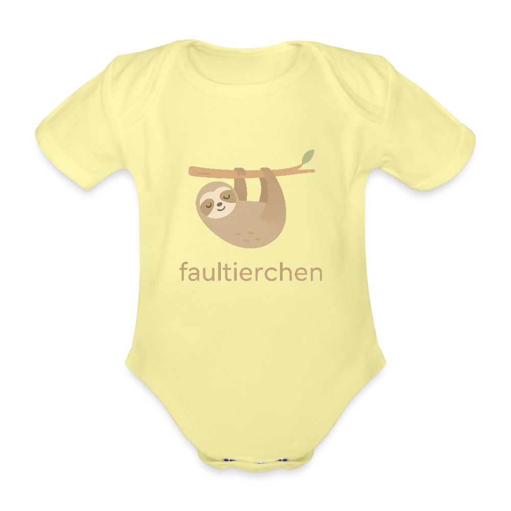 Baby Bio-Kurzarm-Body "Faultier" - Hellgelb