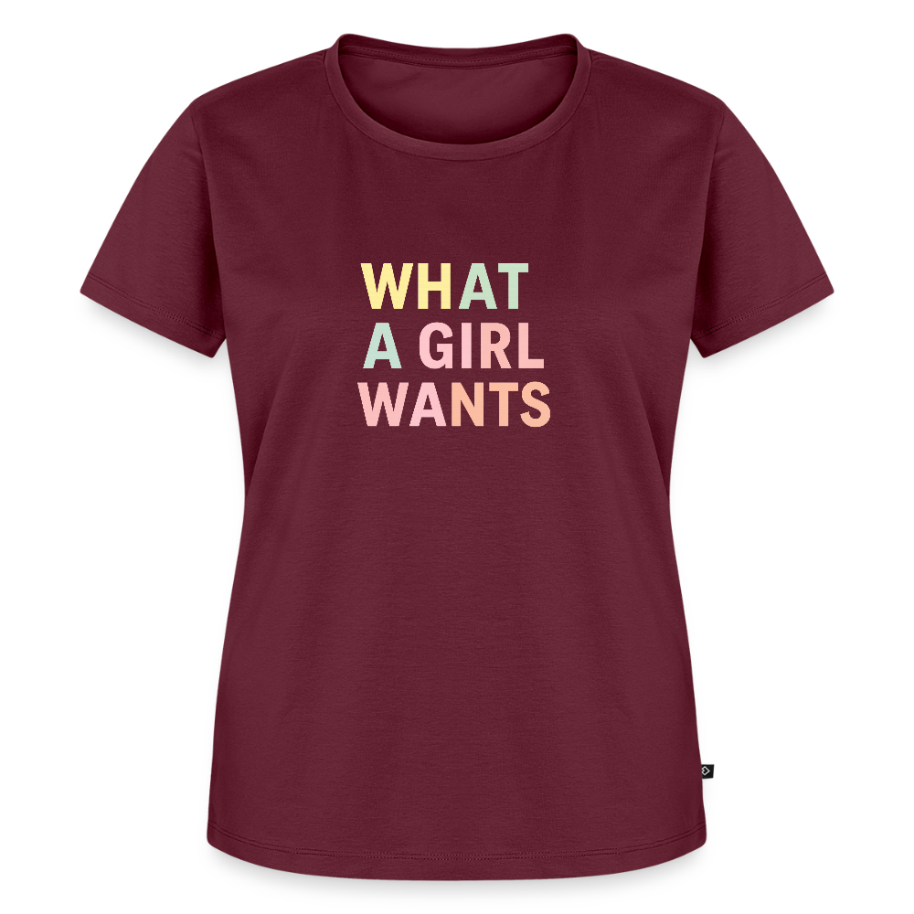 Frauen Premium T-Shirt "what a girl wants" - Burgunderrot