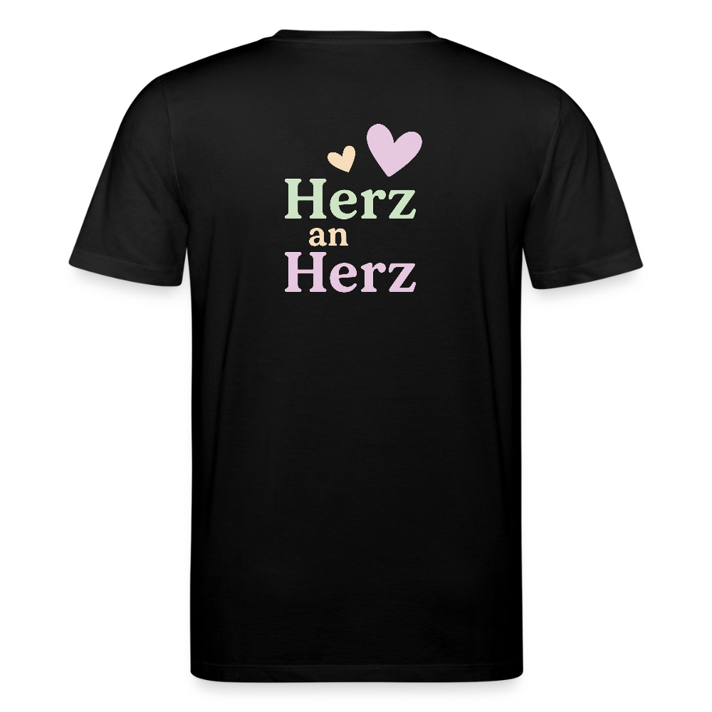 Unisex Bio-T-Shirt "Herz an Herz" - Schwarz