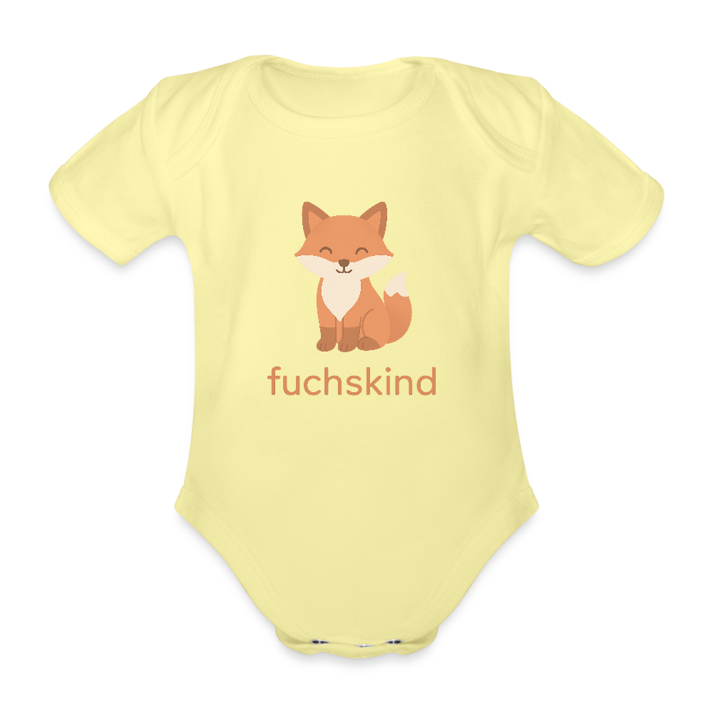 Baby Bio-Kurzarm-Body "Fuchs" - Hellgelb