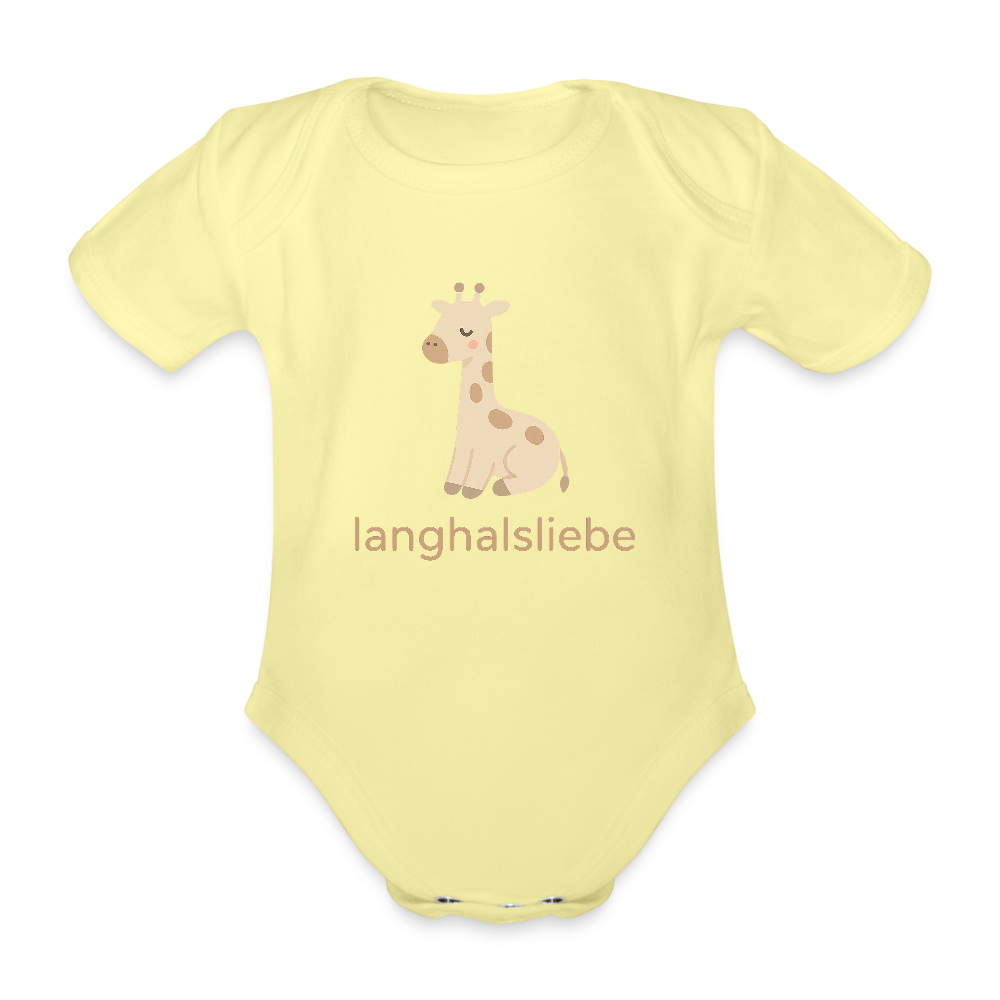 Baby Bio-Kurzarm-Body "Giraffe" - Hellgelb