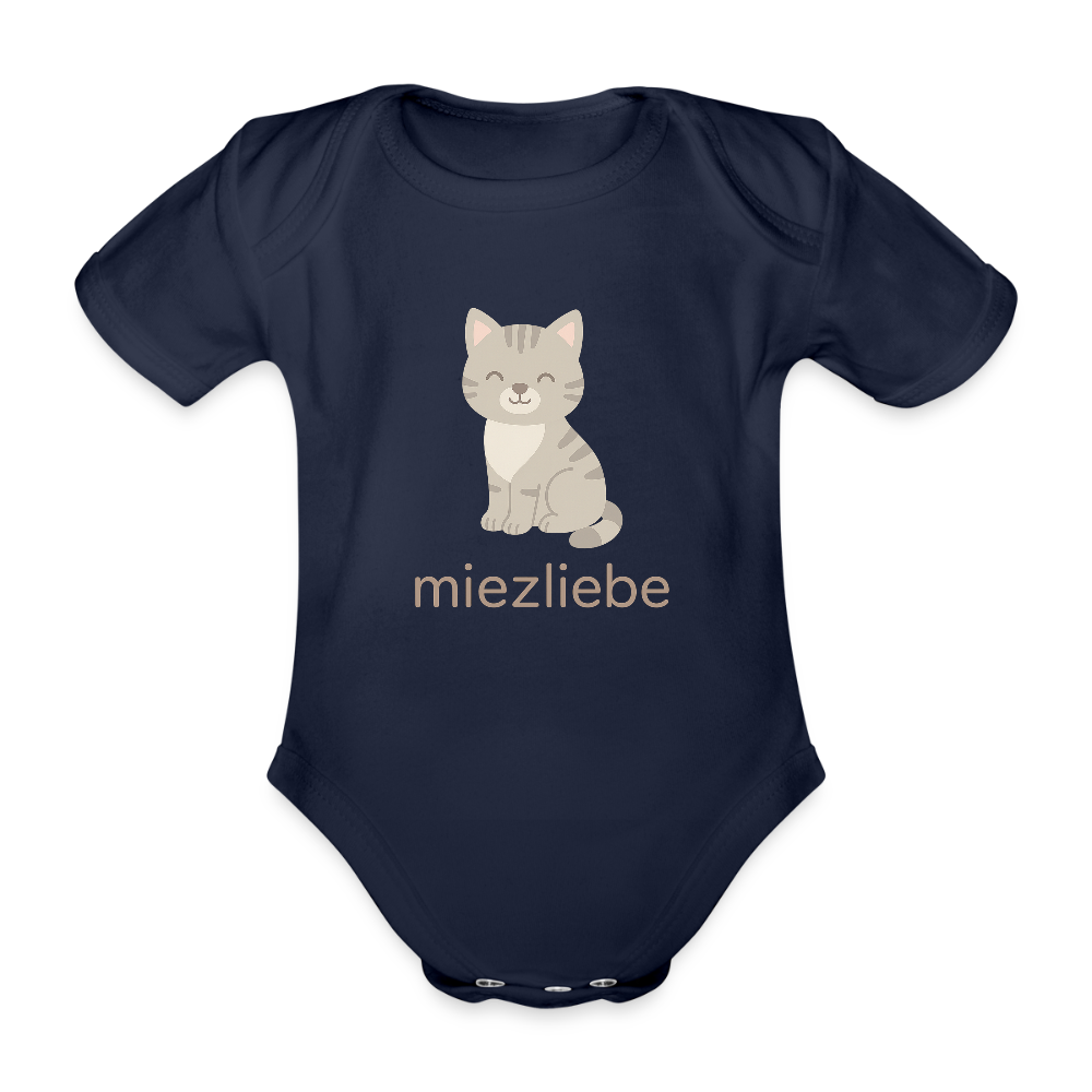 Baby Bio-Kurzarm-Body "Katze" - Dunkelnavy