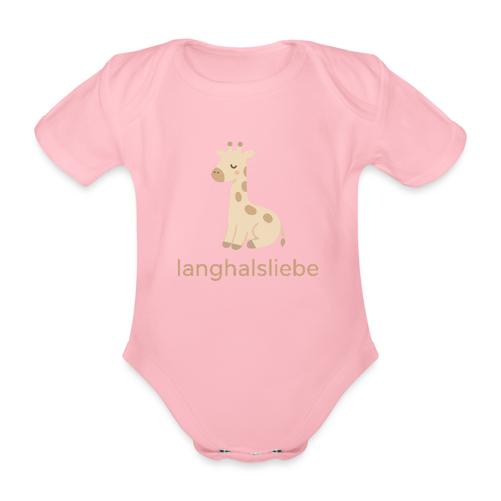 Baby Bio-Kurzarm-Body "Giraffe" - Hellrosa