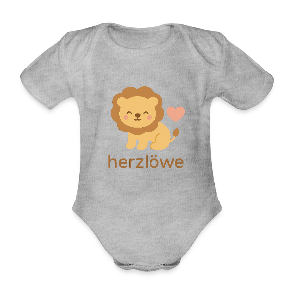 Baby Bio-Kurzarm-Body "Löwe" - Grau meliert