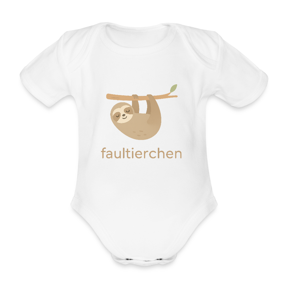 Baby Bio-Kurzarm-Body "Faultier" - Weiß