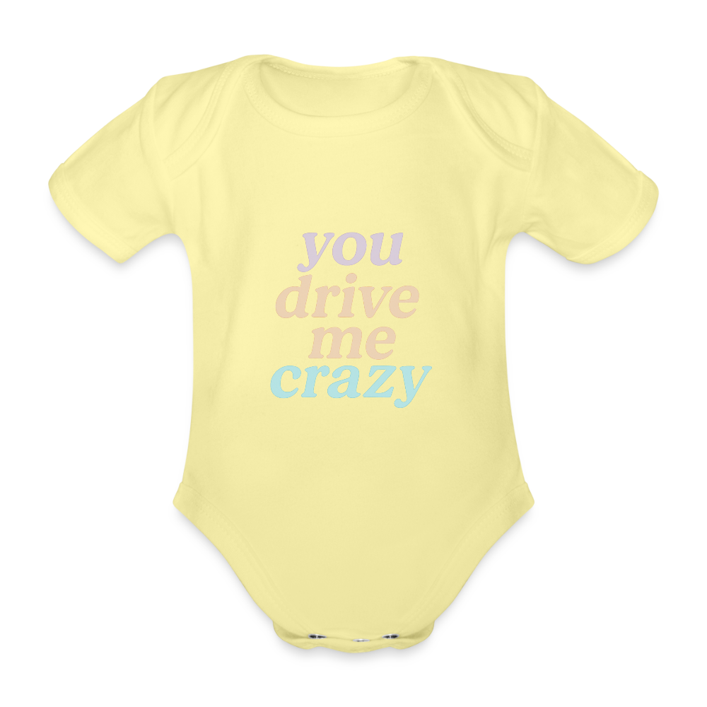 Baby Bio-Kurzarm-Body "crazy" - Hellgelb