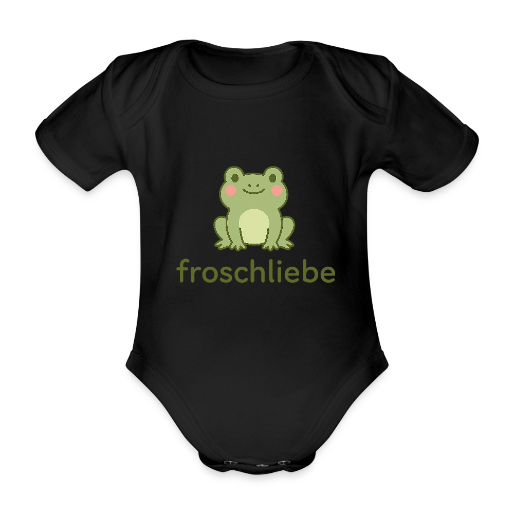 Baby Bio-Kurzarm-Body "Frosch" - Schwarz