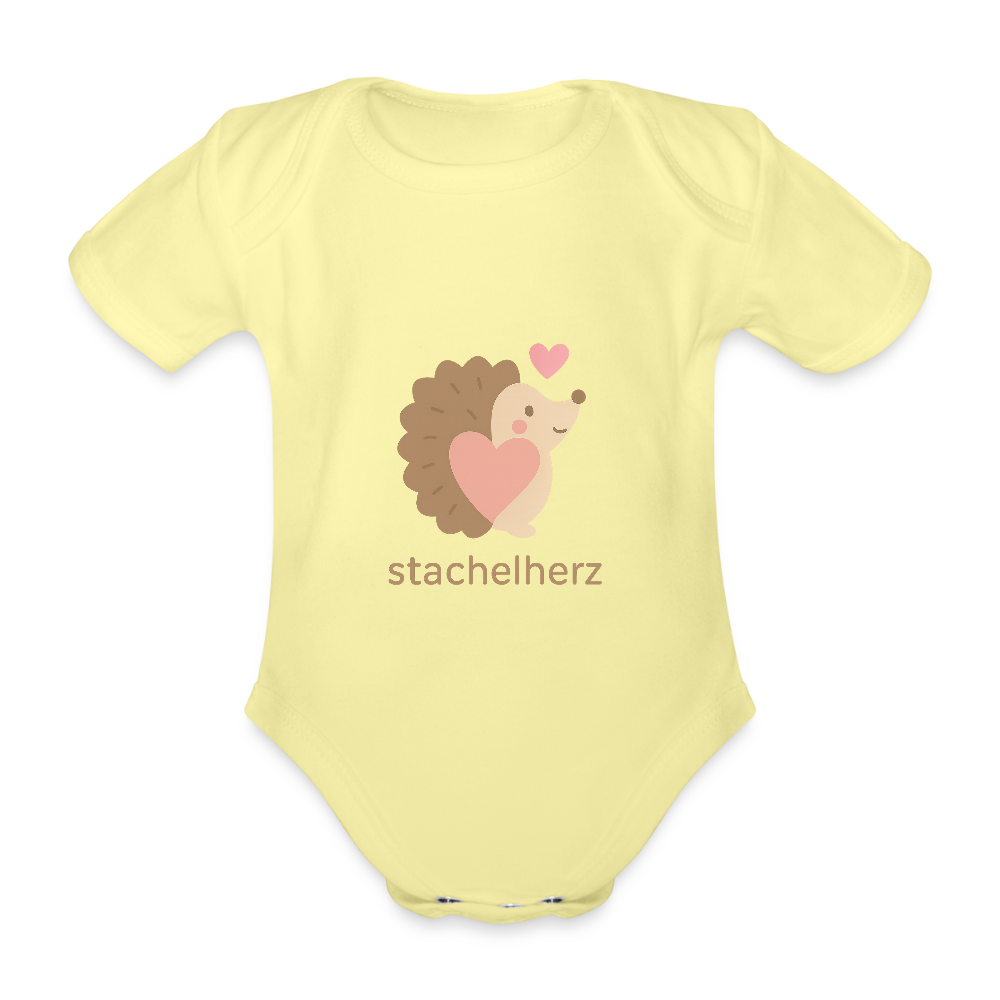 Baby Bio-Kurzarm-Body "Igel" - Hellgelb