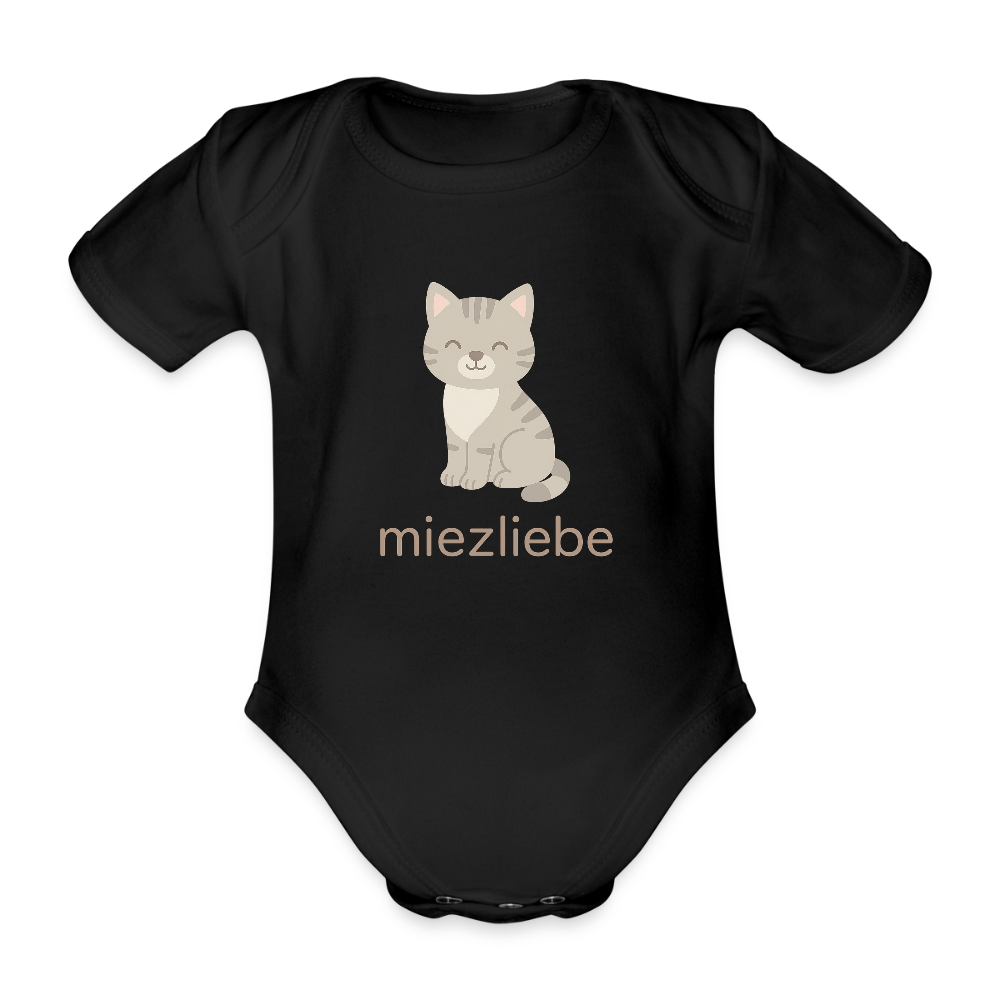 Baby Bio-Kurzarm-Body "Katze" - Schwarz