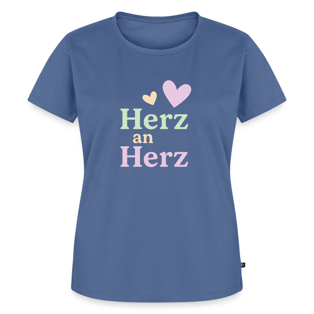 Frauen Premium T-Shirt "Herz an Herz" - Taubenblau