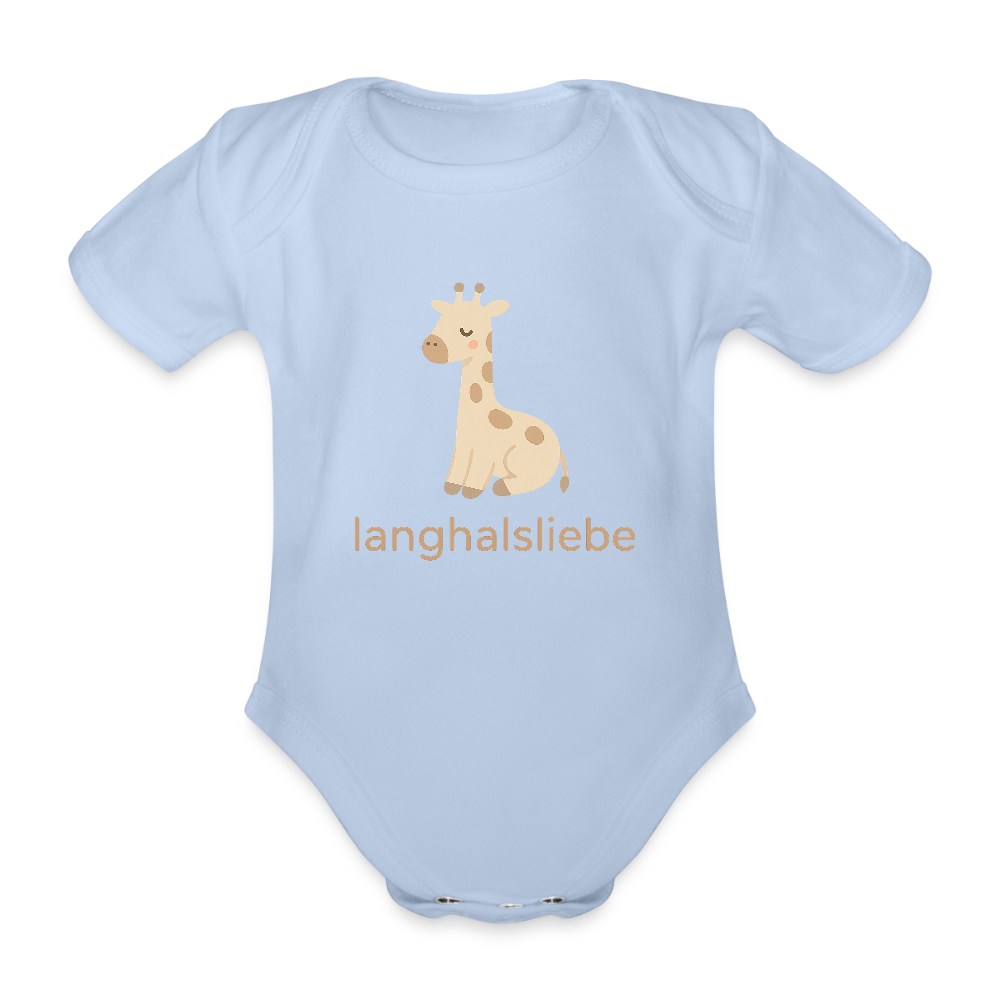Baby Bio-Kurzarm-Body "Giraffe" - Sky