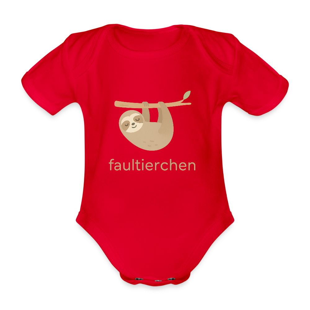 Baby Bio-Kurzarm-Body "Faultier" - Rot