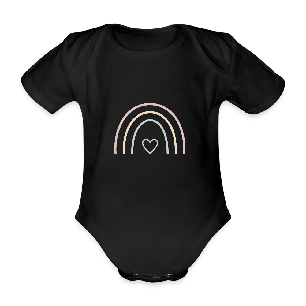 Baby Bio-Kurzarm-Body "rainbow" - Schwarz
