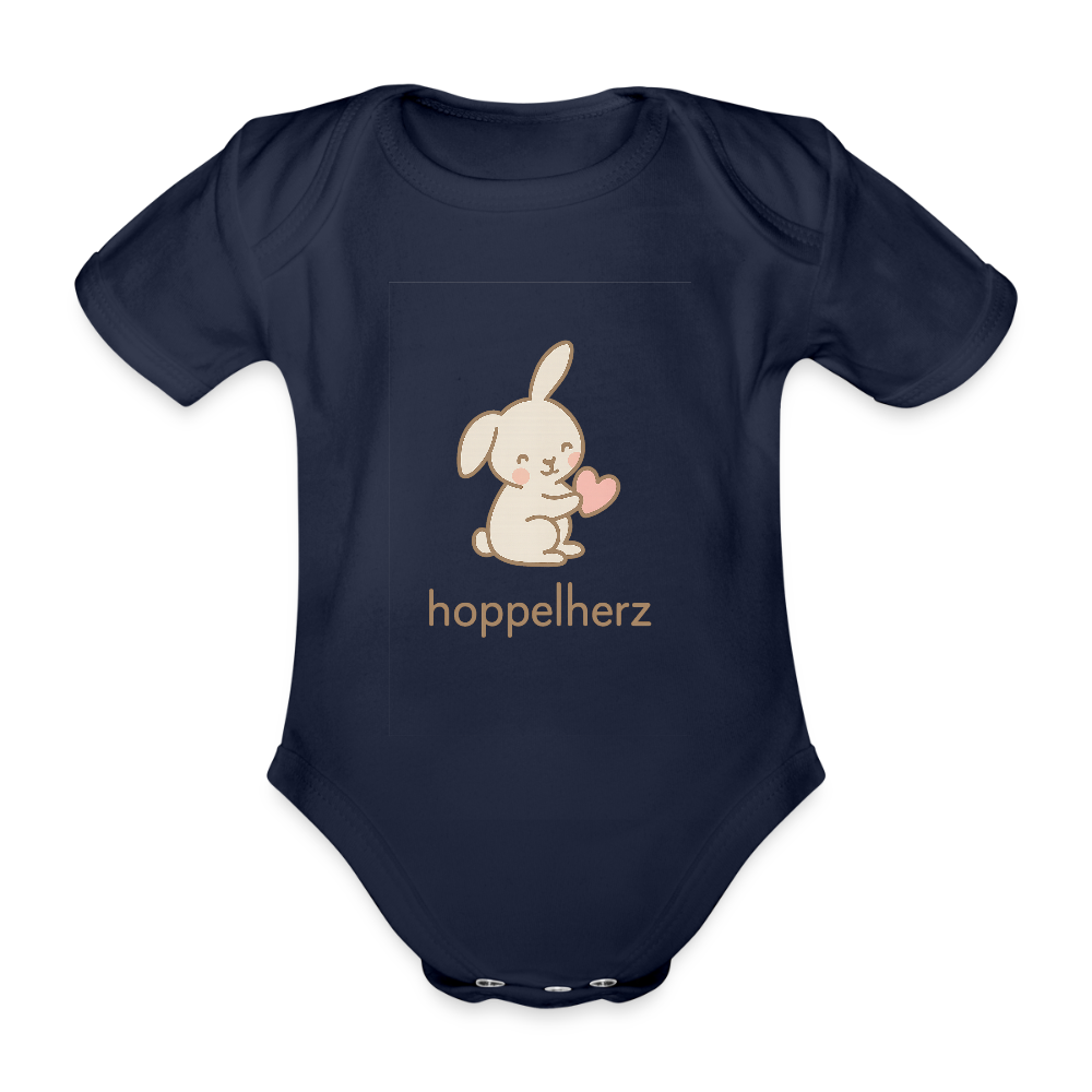 Baby Bio-Kurzarm-Body "Hase" - Dunkelnavy